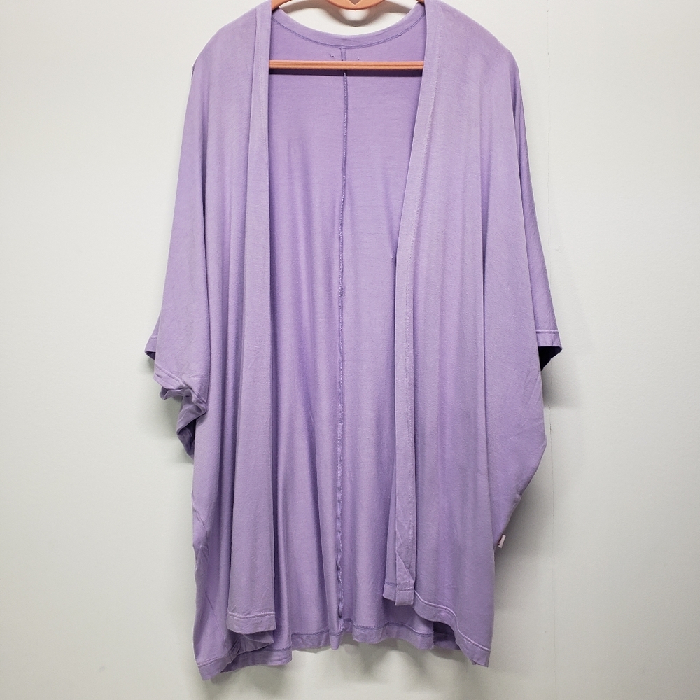 Lavender Purple Open Front Kimono Cardigan Oversized Batwing Duster Size M Boho